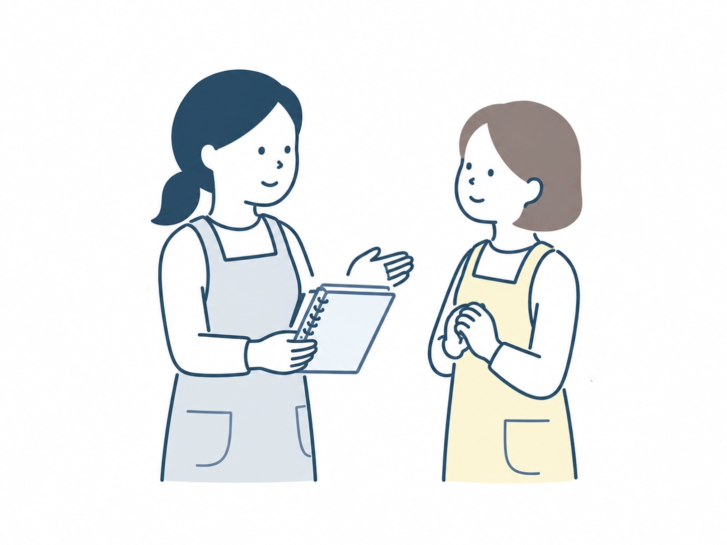 指導者同士が模擬指導やフィードバックを行っているイラスト