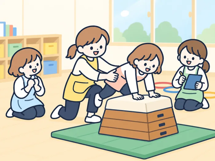 園内研修で職員に説明する先生
